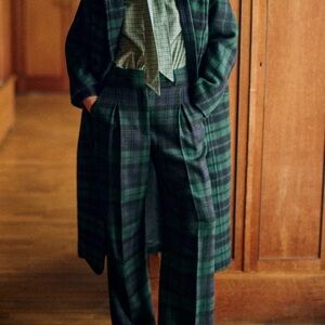 Sézane Ignacio Green Plaid Pants